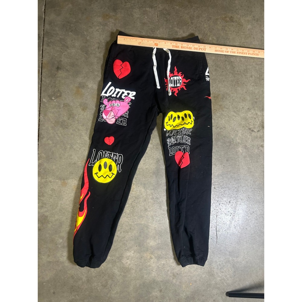 Loiter NYC Pursuit of Freedom Black Graphic Sweatpants Mens Streetwear Joggers